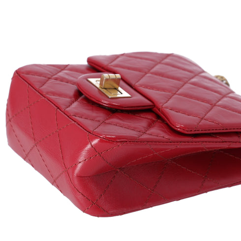CHANEL Matelasse 2.55 Reissue Shoulder Bag Red Calfskin Leather